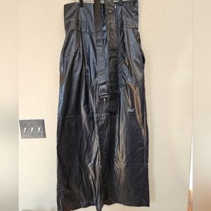 NIB XL Black Paper Bag Wide Leg Pants TALL